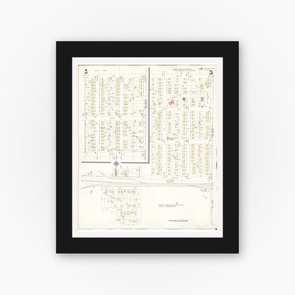 Old map wall art mockup — black gallery frame with white mat — Sanborn Fire Insurance Map from Valley Junction, Polk County, Iowa (1941), Sheet #0005