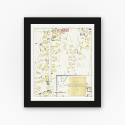 Old map wall art mockup — black gallery frame with white mat — Sanborn Fire Insurance Map from Wakefield, Middlesex County, Massachusetts (1903), Sheet #0006