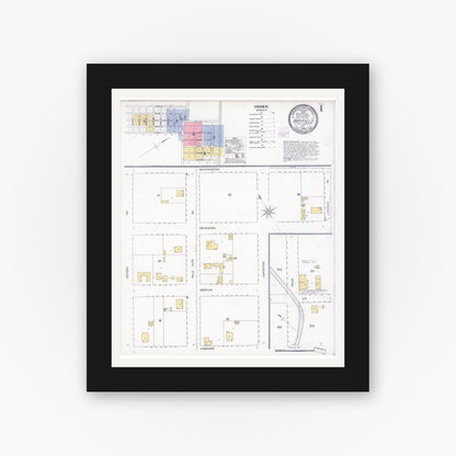 Old map wall art mockup — black gallery frame with white mat — Sanborn Fire Insurance Map from Mayfield, Santa Clara County, California (1908) - Complete Map Set