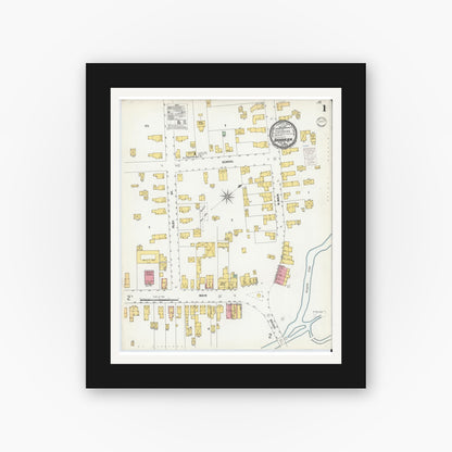 Old map wall art mockup — black gallery frame with white mat — Sanborn Fire Insurance Map from Broadalbin, Fulton County, New York (1900) - Complete Map Set