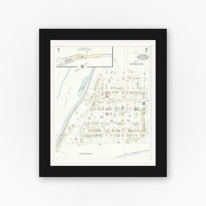 Old map wall art mockup — black gallery frame with white mat — Sanborn Fire Insurance Map from Mauch Chunk, Carbon County, Pennsylvania (1930), Sheet #0007