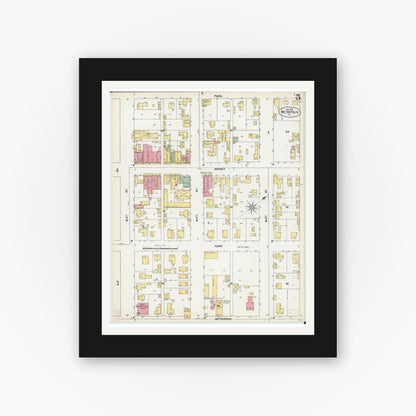 Old map wall art mockup — black gallery frame with white mat — Sanborn Fire Insurance Map from Metropolis, Massac County, Illinois (1902), Sheet #0005