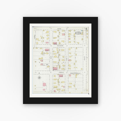 Old map wall art mockup — black gallery frame with white mat — Sanborn Fire Insurance Map from Mount Carroll, Carroll County, Illinois (1894), Sheet #0004
