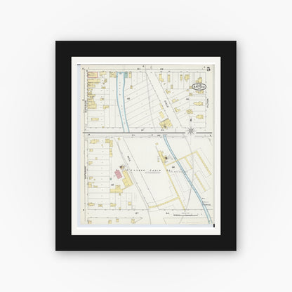 Old map wall art mockup — black gallery frame with white mat — Sanborn Fire Insurance Map from Antigo, Langlade County, Wisconsin (1892), Sheet #0005