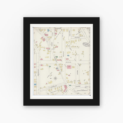 Old map wall art mockup — black gallery frame with white mat — Sanborn Fire Insurance Map from Hannibal, Marion County, Missouri (1885), Sheet #0011