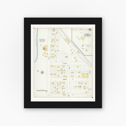 Old map wall art mockup — black gallery frame with white mat — Sanborn Fire Insurance Map from Chippewa Falls, Chippewa County, Wisconsin (1903), Sheet #0021