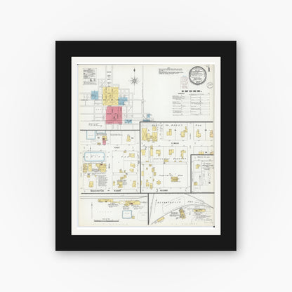 Old map wall art mockup — black gallery frame with white mat — Sanborn Fire Insurance Map from Benton, Franklin County, Illinois (1900) - Complete Map Set