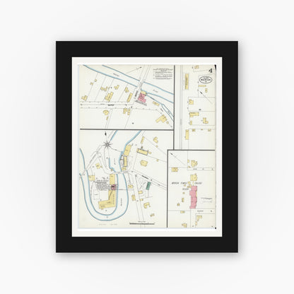 Old map wall art mockup — black gallery frame with white mat — Sanborn Fire Insurance Map from Marion, Smyth County, Virginia (1902), Sheet #0004