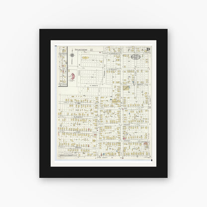 Old map wall art mockup — black gallery frame with white mat — Sanborn Fire Insurance Map from Marquette, Marquette County, Michigan (1917), Sheet #0019