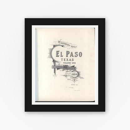 Old map wall art mockup — black gallery frame with white mat — Sanborn Fire Insurance Map from El Paso, El Paso County, Texas (1954), Sheet #0001