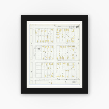 Old map wall art mockup — black gallery frame with white mat — Sanborn Fire Insurance Map from Alpena, Alpena County, Michigan (1901), Sheet #0020