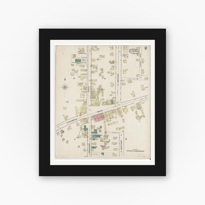 Old map wall art mockup — black gallery frame with white mat — Sanborn Fire Insurance Map from Canton, Bradford County, Pennsylvania (1885), Sheet #0002