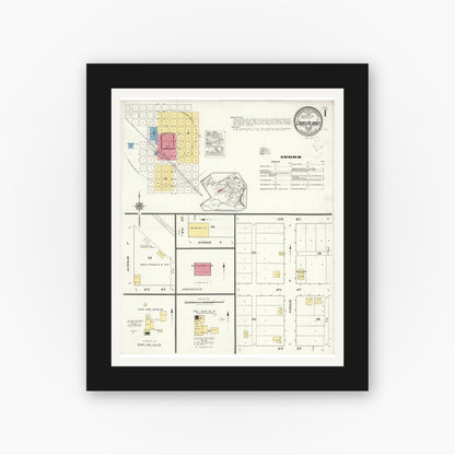 Old map wall art mockup — black gallery frame with white mat — Sanborn Fire Insurance Map from Cross Plains, Callahan County, Texas (1921) - Complete Map Set