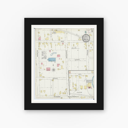 Old map wall art mockup — black gallery frame with white mat — Sanborn Fire Insurance Map from Germantown, Clinton County, Illinois (1894) - Complete Map Set