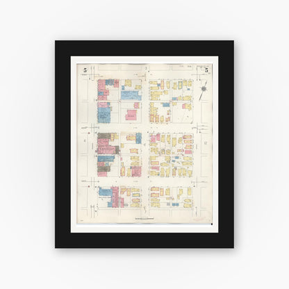 Old map wall art mockup — black gallery frame with white mat — Sanborn Fire Insurance Map from Michigan City, La Porte County, Indiana (1948), Sheet #0005