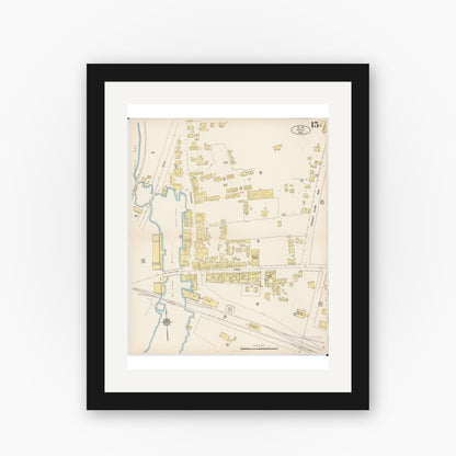 Old map wall art mockup — black gallery frame with white mat — Sanborn Fire Insurance Map from Hilo, Hawaii County, Hawaii (1914), Sheet #0015