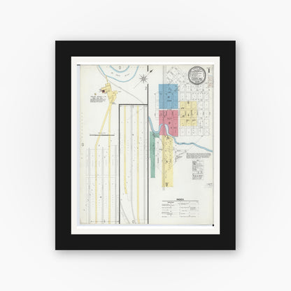 Old map wall art mockup — black gallery frame with white mat — Sanborn Fire Insurance Map from Grayling, Crawford County, Michigan (1900) - Complete Map Set