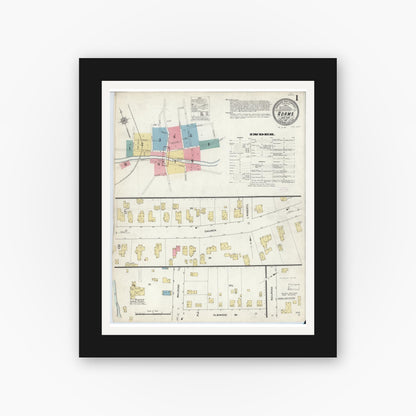 Old map wall art mockup — black gallery frame with white mat — Sanborn Fire Insurance Map from Adams, Jefferson County, New York (1911) - Complete Map Set