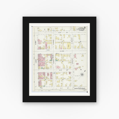 Old map wall art mockup — black gallery frame with white mat — Sanborn Fire Insurance Map from London, Madison County, Ohio (1890), Sheet #0003