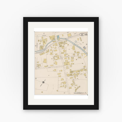 Old map wall art mockup — black gallery frame with white mat — Sanborn Fire Insurance Map from Hilo, Hawaii County, Hawaii (1921), Sheet #0015