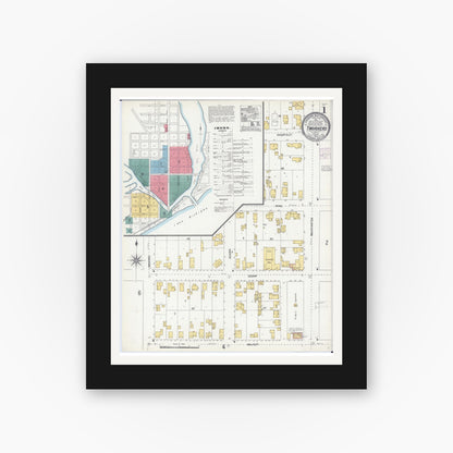 Old map wall art mockup — black gallery frame with white mat — Sanborn Fire Insurance Map from Two Rivers, Manitowoc County, Wisconsin (1904) - Complete Map Set