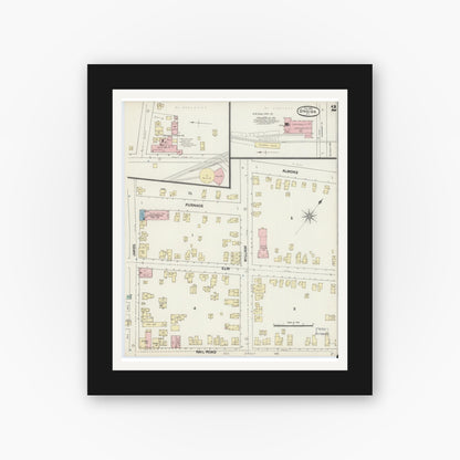 Old map wall art mockup — black gallery frame with white mat — Sanborn Fire Insurance Map from Oneida, Madison County, New York (1890) - Complete Map Set