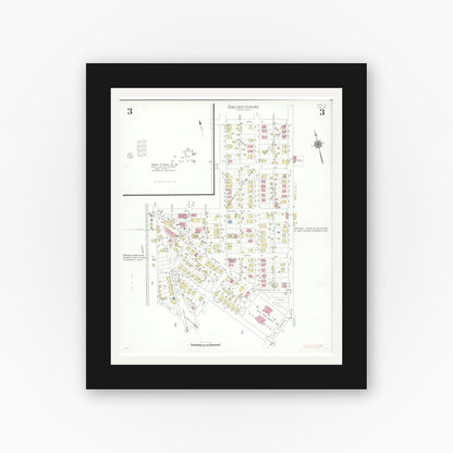 Old map wall art mockup — black gallery frame with white mat — Sanborn Fire Insurance Map from Dupo, Saint Clair County, Illinois (1941), Sheet #0003