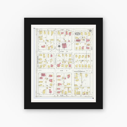 Old map wall art mockup — black gallery frame with white mat — Sanborn Fire Insurance Map from Delphos, Van Wert And Allen Counties, Ohio (1921), Sheet #0011