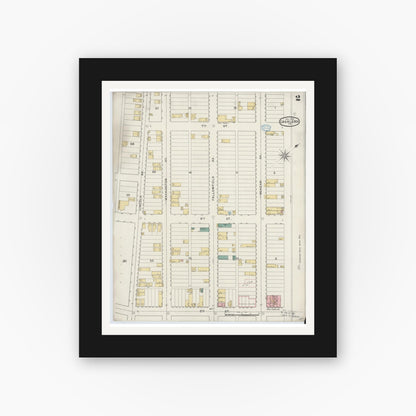 Old map wall art mockup — black gallery frame with white mat — Sanborn Fire Insurance Map from Charleroi, Washington County, Pennsylvania (1894), Sheet #0002