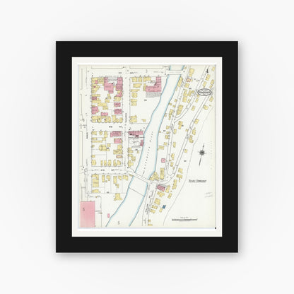 Old map wall art mockup — black gallery frame with white mat — Sanborn Fire Insurance Map from Honesdale, Wayne County, Pennsylvania (1920), Sheet #0004