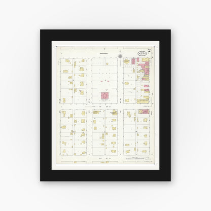 Old map wall art mockup — black gallery frame with white mat — Sanborn Fire Insurance Map from Alexis, Warren County, Illinois (1913), Sheet #0002