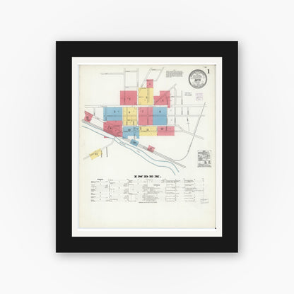 Old map wall art mockup — black gallery frame with white mat — Sanborn Fire Insurance Map from Bath, Steuben County, New York (1904) - Complete Map Set