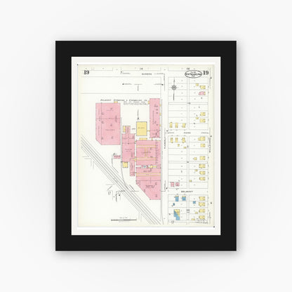 Old map wall art mockup — black gallery frame with white mat — Sanborn Fire Insurance Map from New Philadelphia, Tuscarawas County, Ohio (1926), Sheet #0019