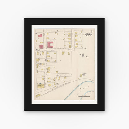 Old map wall art mockup — black gallery frame with white mat — Sanborn Fire Insurance Map from Cochranton, Crawford County, Pennsylvania (1922), Sheet #0003