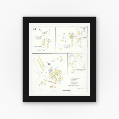 Old map wall art mockup — black gallery frame with white mat — Sanborn Fire Insurance Map from Grass Valley, Nevada County, California (1941), Sheet #0025