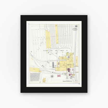 Old map wall art mockup — black gallery frame with white mat — Sanborn Fire Insurance Map from Cairo, Alexander County, Illinois (1907), Sheet #0032