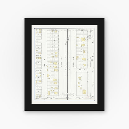 Old map wall art mockup — black gallery frame with white mat — Sanborn Fire Insurance Map from Cairo, Alexander County, Illinois (1914), Sheet #0022