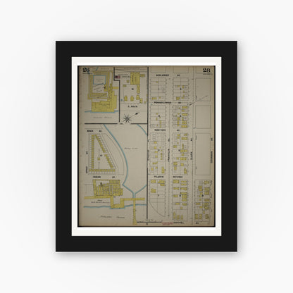 Old map wall art mockup — black gallery frame with white mat — Sanborn Fire Insurance Map from New Jersey Coast, New Jersey Coast, New Jersey (1890), Sheet #0028