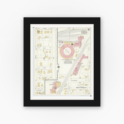 Old map wall art mockup — black gallery frame with white mat — Sanborn Fire Insurance Map from Crestline, Crawford County, Ohio (1910), Sheet #0008