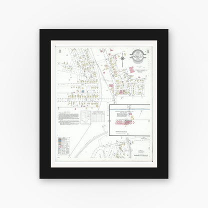 Old map wall art mockup — black gallery frame with white mat — Sanborn Fire Insurance Map from Mineral City, Tuscarawas County, Ohio (1949) - Complete Map Set