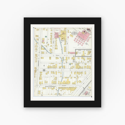 Old map wall art mockup — black gallery frame with white mat — Sanborn Fire Insurance Map from East Liverpool, Columbiana County, Ohio (1903), Sheet #0020