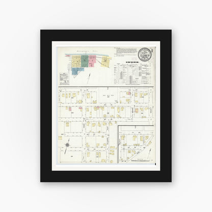 Old map wall art mockup — black gallery frame with white mat — Sanborn Fire Insurance Map from Elizabeth, Allegheny County, Pennsylvania (1910) - Complete Map Set