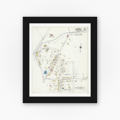 Old map wall art mockup — black gallery frame with white mat — Sanborn Fire Insurance Map from Flemington, Hunterdon County, New Jersey (1921), Sheet #0005