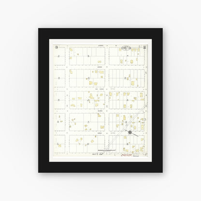 Old map wall art mockup — black gallery frame with white mat — Sanborn Fire Insurance Map from Carmel By The Sea, Monterey County, California (1924), Sheet #0003
