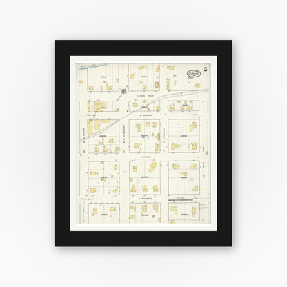Old map wall art mockup — black gallery frame with white mat — Sanborn Fire Insurance Map from Durand, Pepin County, Wisconsin (1916), Sheet #0005