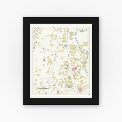 Old map wall art mockup — black gallery frame with white mat — Sanborn Fire Insurance Map from Liberty, Sullivan County, New York (1911), Sheet #0003