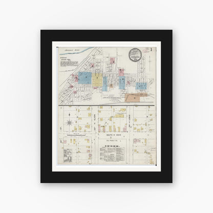 Old map wall art mockup — black gallery frame with white mat — Sanborn Fire Insurance Map from Lexington, Lafayette County, Missouri (1889) - Complete Map Set