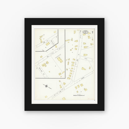 Old map wall art mockup — black gallery frame with white mat — Sanborn Fire Insurance Map from Liberty, Sullivan County, New York (1911), Sheet #0007