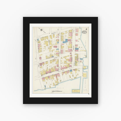 Old map wall art mockup — black gallery frame with white mat — Sanborn Fire Insurance Map from Bristol, Bucks County, Pennsylvania (1915), Sheet #0004