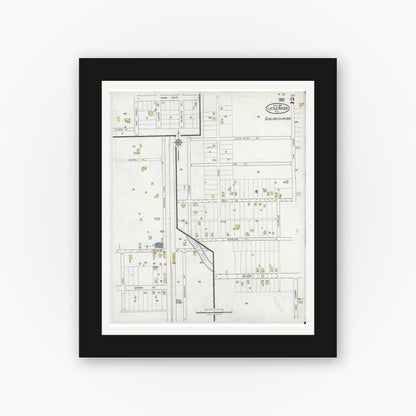 Old map wall art mockup — black gallery frame with white mat — Sanborn Fire Insurance Map from Little River, Dade County, Florida (1921), Sheet #0002